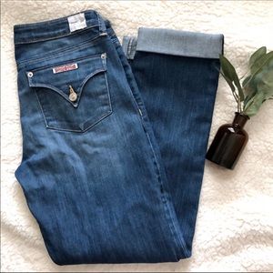 Hudson Bacara Cropped Straight Cuffed Denim Jeans